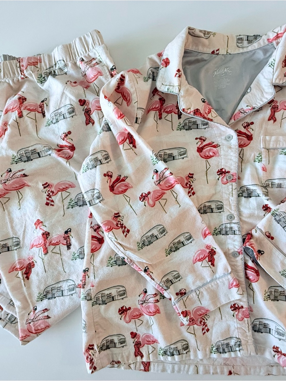 Nick & Nora Women’s Pajama Set Size XXL Flamingo Camper